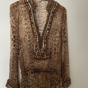 COPY - Monique Lessman . Leopard print, beaded Top